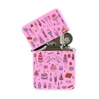 Pink Flip Top Refillable Windproof Lighter - Sweet Cookies Cakes Pink Lighter
