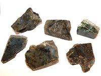 Labradorite Crystals Slice Set - One Side Polished and Raw Pieces - LABSL14