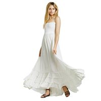Hemlock Long Dress, Women Sleeveless Bohemian Dress Backless Party Sundress (S, White)