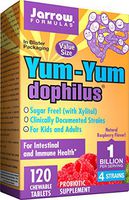 Jarrow Formulas Yum-Yum Dophilus, Supports Children's Gastrointestinal Health, 1 Billion Cells per Chewable Tablet, Raspberry Flavor, 120 Count (Cool Ship, Pack of 3)