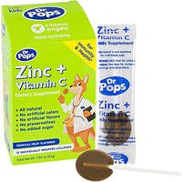 Dr. Pops Lollipops All Natural Allergy Free Dietary Supplement for Kids with Zinc + Vitamin C, Tropical Fruit Flavor, 12 Count Box