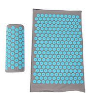 Acupressure Mat and Pillow Set for Back Neck Pain Relief and Muscle Relaxation Yoga Mat Acupressure Massage Pad 68 x 42 cm(Light Gray Sky Blue Buckle)