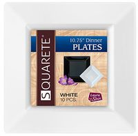 Squarete 10.75'' inch White Dinner Square Plates Hard Plastic Elegant Disposable 10 Square Dinner Plates Per Package…