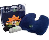 Coccyx Seat Cushion Butt Pillow - sciatica pain relief, lower back support for office chair pad, bbl pillow after surgery, with tote bag and 3 Color Covers (Blue, Gray, Black), cordus para la espalda