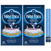 NiteThru Advanced Sleep Aid Melatonin Dietary Supplement, 60 Capsules (Pack of 2)