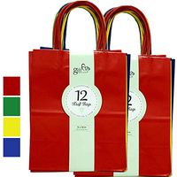 Gift Expressions 24CT Medium Primary Biodegradable, Food Safe Ink & Paper, Premium Quality Paper (Sturdy & Thicker), Kraft Bag with Colored Sturdy Handles (Medium, Primary)