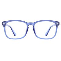 TIJN Blue Light Blocking Glasses Square Nerd Eyeglasses Frame Anti Blue Ray Computer Game Glasses ((Spring Hinge) SlateBlue)