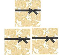 3pack Christmas Holiday Gift Wrap Wrapping Paper Collection (Gold Swirling Star Kraft)