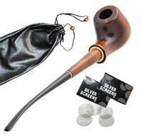 "Elegant - Blues" pear wood hand made wooden tobacco smoking pipes pipe + Pouch