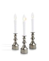 New Ideal Lights Dimmable Window Candle Electric with Multi Timer IR Controller, Metal Base Christmas Window Candles UL Listed 3 Set Packing 2 Extra Replacement Bulb (Nickel)