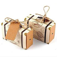 Hondex Gift Boxes 50 Pcs Kraft Paper Vintage Natural Pillow Boxes Candy Box for Wedding Party (b)