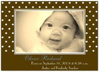 Polka on Brown Birth Announcements - Set of 20