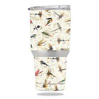 MightySkins Skin Compatible with Members Mark 30 oz Tumbler – Fishing Flies | Protective, Durable, and Unique Vinyl Decal wrap Cover | Easy to Apply, Remove, and Change Styles | Made in The USA