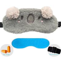 ZHICHEN Silk Eye Mask with Lovely 3D Cute Koala Face Soft & Lightweight Eye Bags Adjustable Sleep Blindfold for Kids Girls Adult for Yoga Travel Sleep Party [Inclulding Ice Bag, Ear Plugs] (Koala)