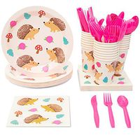 Hedgehog Party Supplies (Serves 24) Knives, Spoons, Forks, Paper Plates, Napkins, Cups