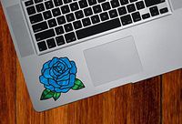 Yadda-Yadda Design Co. Rose Blossom D2 Stained Glass Style - Vinyl Decal for Trackpad | Tablet | Laptop YYDC (2.75" w x 3" h) (Small, Blue)