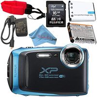 Fujifilm FinePix XP130 Digital Camera (Blue) #600019826 + Camera Floating Strap + Replacement Lithium Ion Battery + Microfiber Cloth Bundle