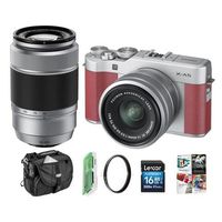 Fujifilm X-A5 24.2MP Mirrorless Camera with XC 15-45mm f/3.5-5.6 OIS PZ Lens, Pink - Bundle with 50-230mm F4.5-6.7 OIS II Lens Silver, Camera Case, 16GB SDHC Card, 58mm UV Filter, Software Pack, More