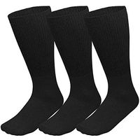 Falari 3-Pack Physicians Approved Diabetic Crew Socks Loose Fit Top Help Blood Circulation (10-13 Men Size, 3-pack Black)