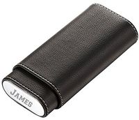 Personalized Visol Eclipse Black Leather Cigar Case with Free Engraving