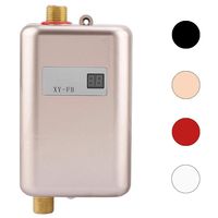 Electric Tankless Hot Water Heater, 110V 3000W Mini Tankless Instant Hot Water System with Leakage Protection and LCD Digital Display Bathroom Kitchen Washing, Version 02- Gold