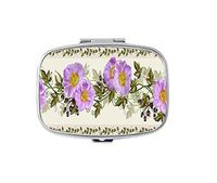 Rectangle Pill Case - Horizontal Floral Pink Wild Rose Green leavesCustom Fashion Style Pill Box - 2 Compartments Pill Box/Pill case