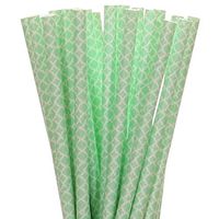 Mint Green Quatrefoil Paper Straws (25)