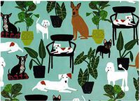 Roger la Borde Dog Palais Reversible Rolled Gift Wrapping Paper 2 Sheets 19 in x 27.5 in
