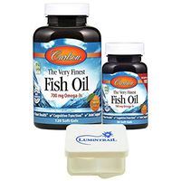 Carlson Fish Oil The Very Finest 700 mg Omega 3 - Orange Flavor - 120 + 30 Soft Gels (150 Ct Total) Bundle with a Lumintrail Pill Case