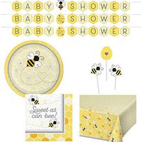 Olive Occasions Baby Bumble Bee Baby Shower Paper Disposable Party Supplies Serves 16 Plates, Napkins, Banner, Table Cover, Centerpiece Sticks, Grandma Olive's Multi-Generational Recipe
