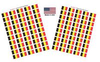 Made in USA! 100 Country Flag 1.5" x 1" Self Adhesive World Flag Stickers, Two Sheets of 50, 100 Sticker Flags Total (Belgium)