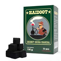 Haidoot Coconut Hookah Coals-Natural Charcoal Briquettes for Your Hookah Set- Essential Fire Tablet, Tasteless and Odorless, Slow Burn, Less Ash, Large Cubes, 1 KG Packs, Shisha Accessories