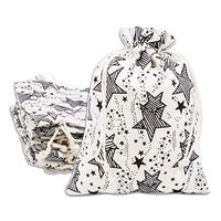 12pk 12x16 Cotton Canvas Muslin Gift Bags with Drawstring for Presents, Party Favors, Samples (Black Stars, Extra Large) by TheDisplayGuys