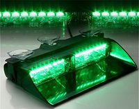 16 LED Emergency Strobe Lights Bar with 18 Flashing Mode for Interior Roof / Dash / Windshield Hazard Warning - Green