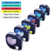 6-Pack Replace DYMO LetraTag Refills Self-Adhesive Plastic Label Tape 16952 91331 91332 91333 91334 91335 Compatible with DYMO LetraTag Label Makers LT-100H LT-100T QX50, 1/2 Inch x 13 Feet, 12mm x 4m