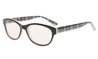 Eyekepper Cat Eye Computer Eyeglasses Blue Light and Glare Blocking, Amber Tinted Lenses (Plaid,+0.00)