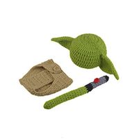 Pinbo Newborn Baby Crochet Photography Prop Yoda Hat Cover Diaper Costume Green