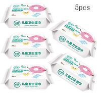 5 Pack Of Little Kids Boys Girls Multi-Purpose Cleaning Wipes Ultra Soft Eco Friendly Flushable Wet Wipes(90 Wipes)