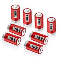 EBL Rechargeable Batteries Lithium-ion 3.7V Batteries (Battery Size: Diameter: 16mm, Height: 34mm) - 8 Counts