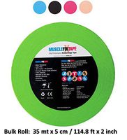 Green Kinesiology Tape Uncut Roll - Bulk Jumbo Clinical Size Recovery Sports Athletic Injury Therapeutic Support PRO Physio Therapy (35 mt x 5 cm / 114.8 ft x 2 in) kt Rock-Tapes rocktapes