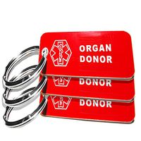 My Identity Doctor - 3 Pre-Engraved Organ Donor Plastic Medical Alert ID Keychains, Small 2.25 x .79 Inch