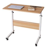 DlandHome 31.4 Inches Large Size Mobile Side Table, Adjustable Movable w/ Tablet Slot & Wheels, Portable Laptop Stand for Bed Sofa, 05#3-80O Oak, 1 Pack
