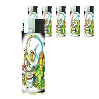 Butane Refillable Electronic Lighter Set of 5 Pieces Skull-063