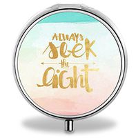 Quote Pill Case, Round Stainless Drug Organizer Container Medicine Cover for Pocket Daily&Weekly