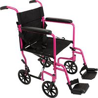 ProBasics Aluminum Transport Wheelchair - 19” Wheel Chair Transport Chair - Pink
