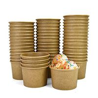 YoleShy 50PCS Paper Ice Cream Cups Ice Cream Sundae Cups Chili Soup Dessert Bowls