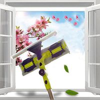 Squeegee And Microfiber Window Scrubber Combo, 2-In-1 Window & Glass Cleaning Tool Detachable Window Clean With Replaceable Fiber Clean Cloth