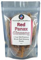 Red Panax Ginseng 1-16oz | 6 Year Old Whole Roots | Korean Red Ginseng | Premium Grade, Very Large, and Sugar Free | High Ginsenosides for Energy, Mental Health and Performance for Men & Women (4oz)