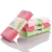 MXY Cleaning Cloths Korea Both Sided Grid Absorbent Dishcloth not Leave Water Stains Rag Without Watermark 3 Units Pack in Random Color