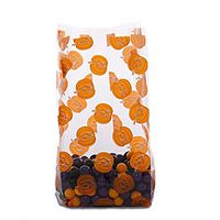10ct. Small Halloween"Jack o Lanterns" 7x2x3" Cello Cellophane Party Treat Snack Bags ngKE -510